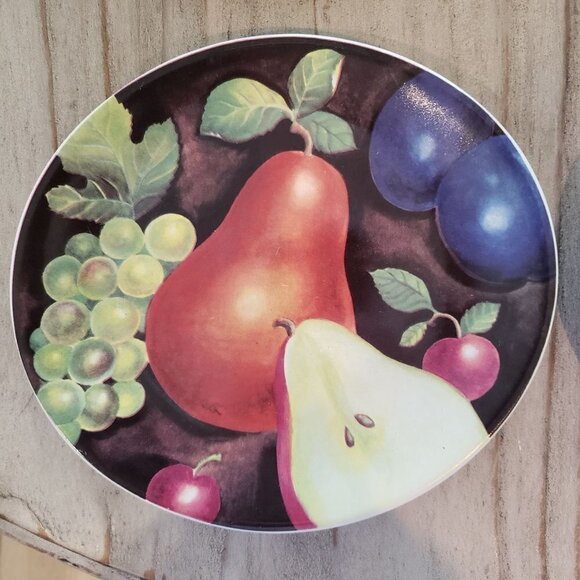 FURIO Eden Fruit Design Pear Grape Plumb Oval Salad 4 Plates, 8 3/8 inches - Picture 5 of 8